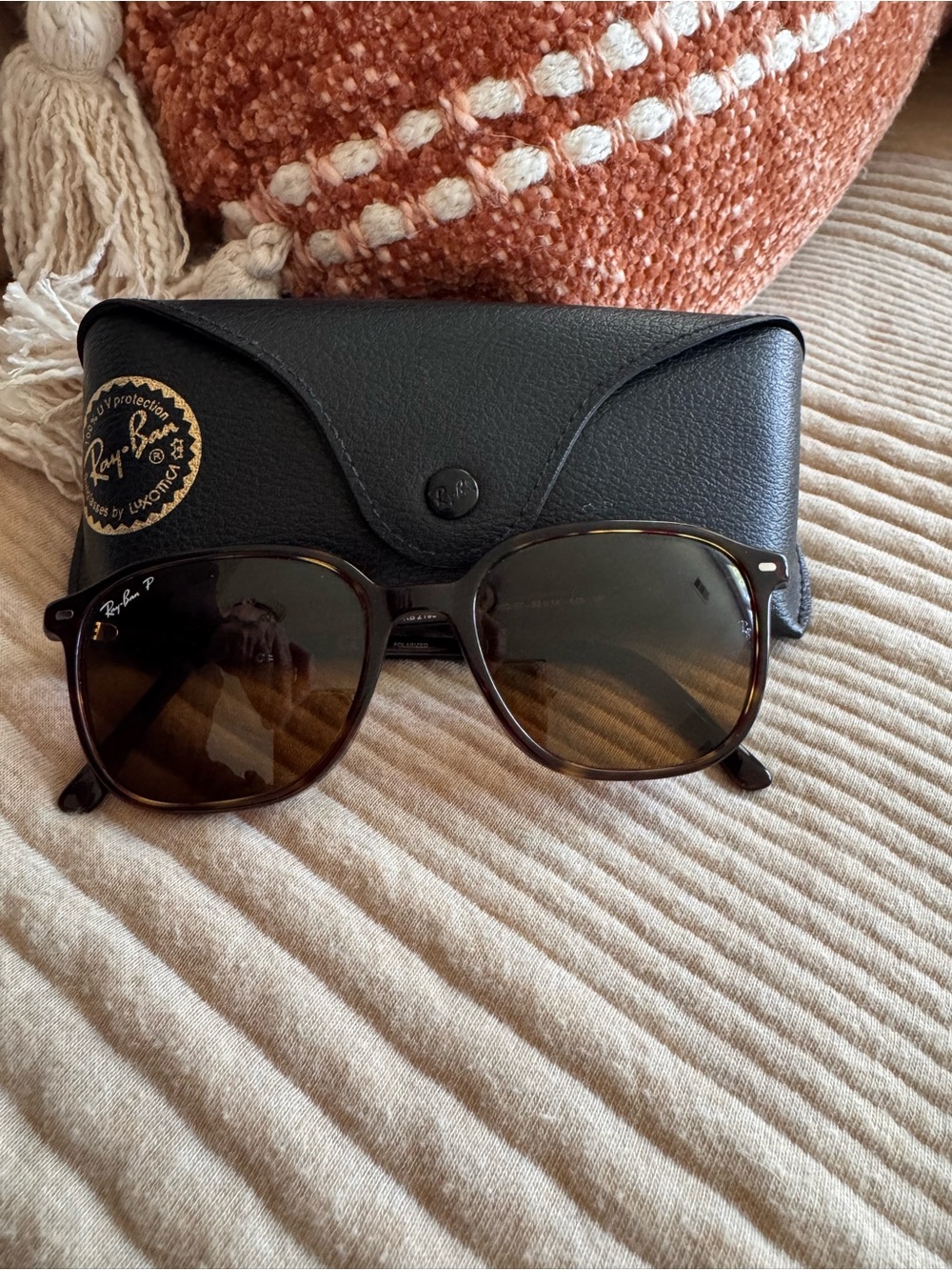 Ray-Ban Tortoise Frame Sunglasses with Brown Polarized Lenses